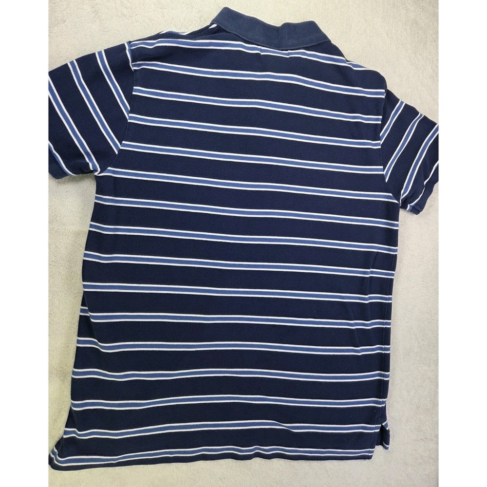 Vintage Polo Jeans Co Ralph Lauren Polo Shirt Mens Large Blue Striped RL Flag - Picture 4 of 8